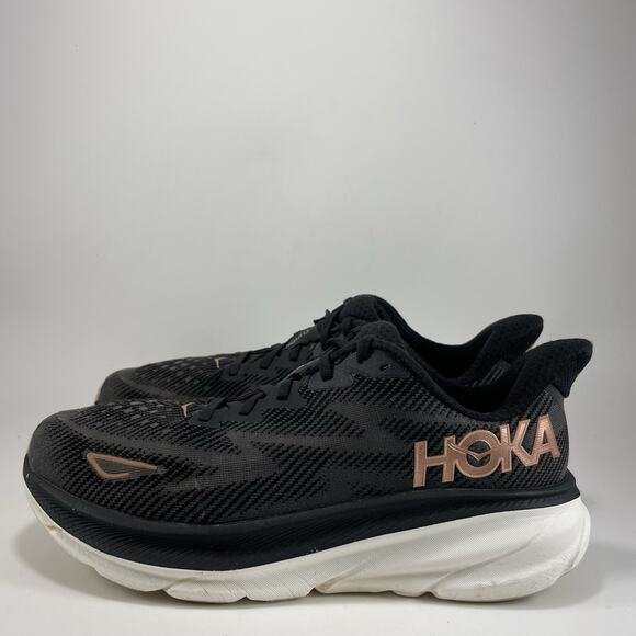 Hoka One One Clifton 9 Running Shoes Womens Size 9 D Wide Black Athletic Sneaker - Picture 3 of 10